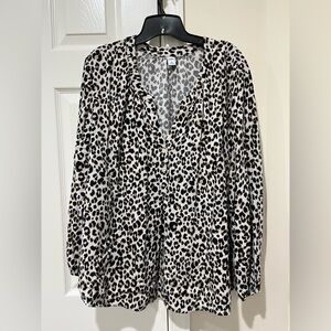 Old Navy Leopard Print Blouse - Black and White